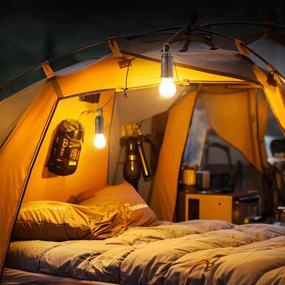 Outdoor Solar Camping Lights Decorative Light Bulbs Charging With Hook Retro Tent Lights Atmosphere Lights for Campsites Tungste