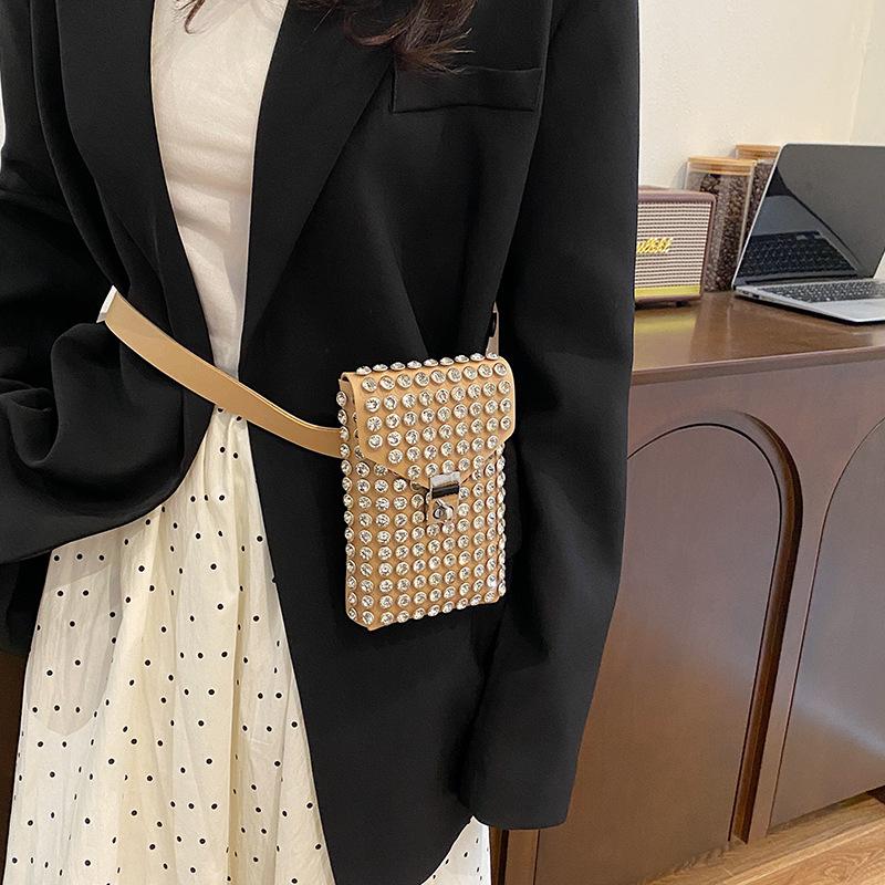 Borse a tracolla Retro con diamanti per donna Tendenza 2025 Mini borsa per telefono alla moda Marsupio Borsa a spalla di lusso di alta qualità per signore