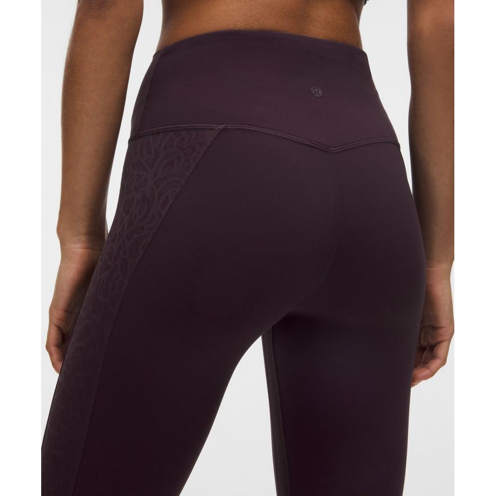 Lululemon Paisley Lace Overlay Tight 25  Black Plum