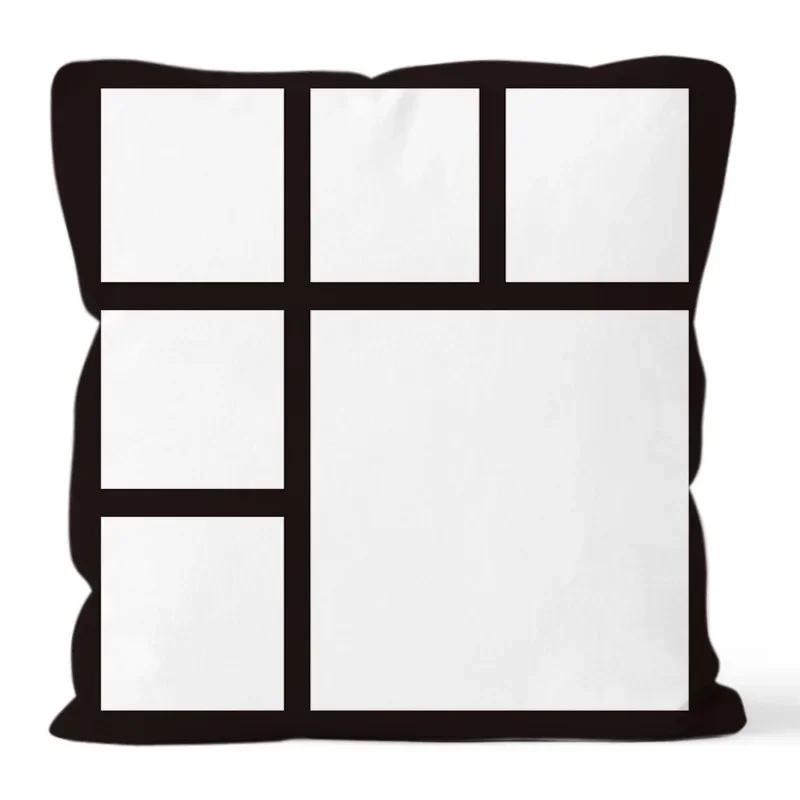 Fashionable Black and White Plaid Pillowcase Cat Paw Letter Print Pillowcase Sofa Cushion Cover Home Bedroom Room Decoration