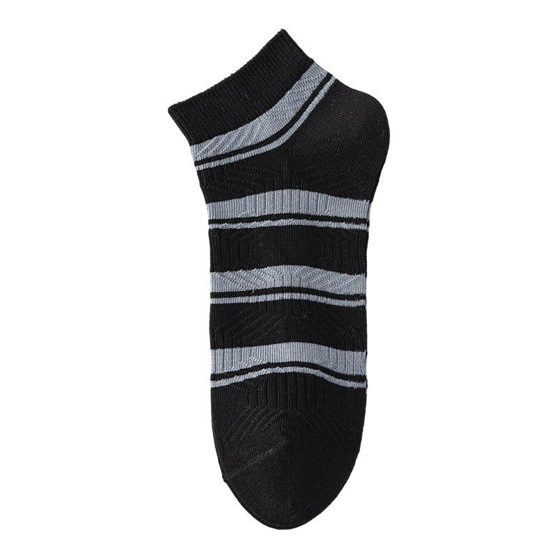 

Socks Men Summer Double-Stitch Short Socks Wicking Odor-Resistant Antibacterial Horizontal Stripes Men s Slit Short Tube Socks Summer 1 pair чорний