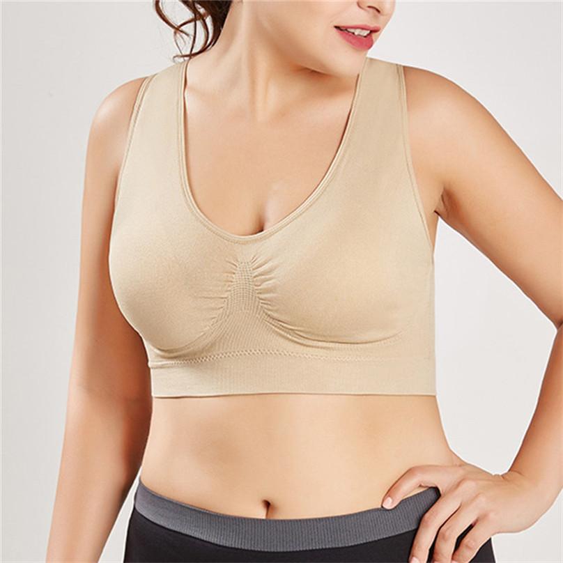 Plus Size Women‘s Breathable Sports Bra Wireless Single Layer Medium Support Fitness Bra for Yoga Gym Running Comfortable Activewear