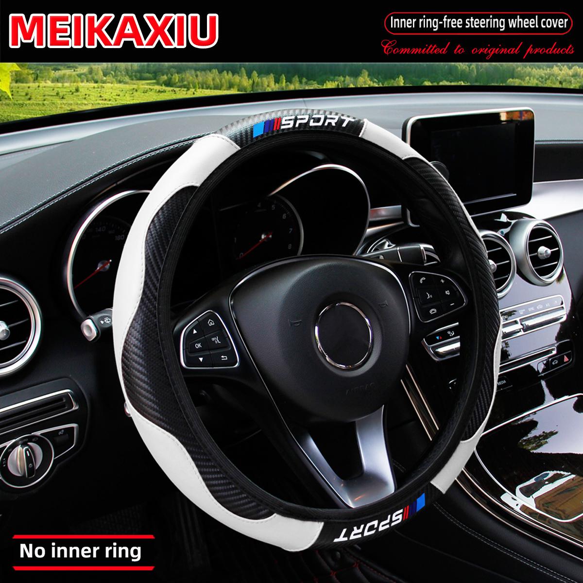 The new carbon fiber SPORT car steering wheel cover is suitable for 14.5 - 15-inch car interior decorations.