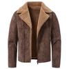 Herren Fleecegefütterte Dicke Jacke Winter Herren Reißverschluss Lässig Warmer Mantel Herren Täglich Winddicht Außenjacken Herren Kunstwildlederjacke