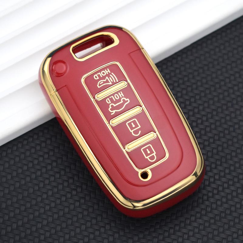 

Чехол для смарт-ключей от автомобиля с 4 кнопками из ТПУ для KIA Sportage Forte для Hyundai Solaris HB20 Veloster SR IX35, аксессуары Key Case красный