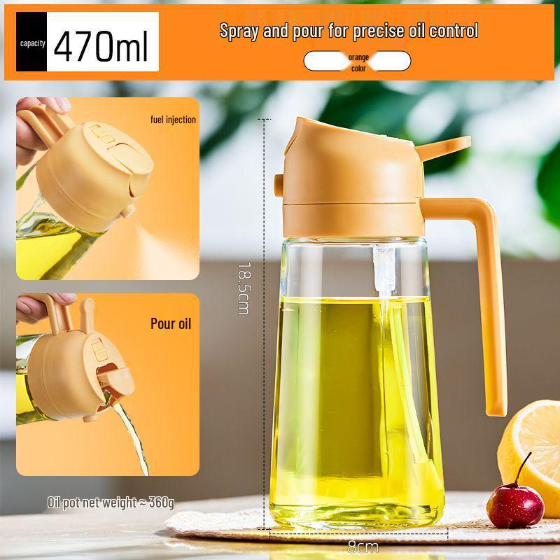 Glass Oil Sprayer & Pourer - 2-in-1 Non-stick Kitchen Oil Bottle