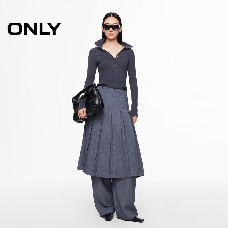 Only Damen Hochtaillierter Langer Faltenrock