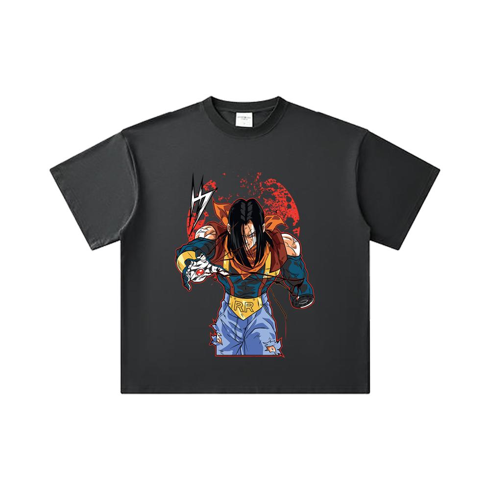 260 GSM Double Yarn 32 Count 100% Cotton Dragon Ball V48 Android 17 Print Unisex Heavy Cotton T Shirt