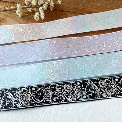 2.5cm*4.5m/Roll Wrapping Decorative Laser Pattern Brooch Badge Hot Stamping Pattern Gift Box 14 Colors