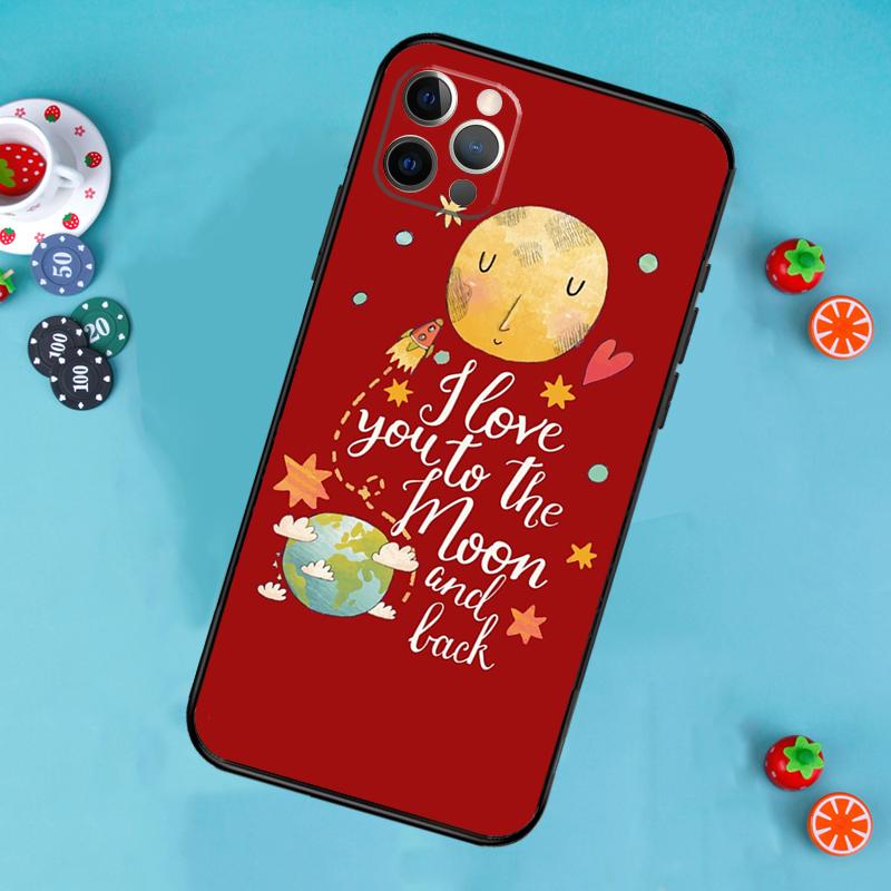 Love You To The Moon And Back Art Phone Case For iPhone 17 Air 13 16 15 11 12 14 Pro Max 13 12 mini 15 16 Plus 16e Cover Funda