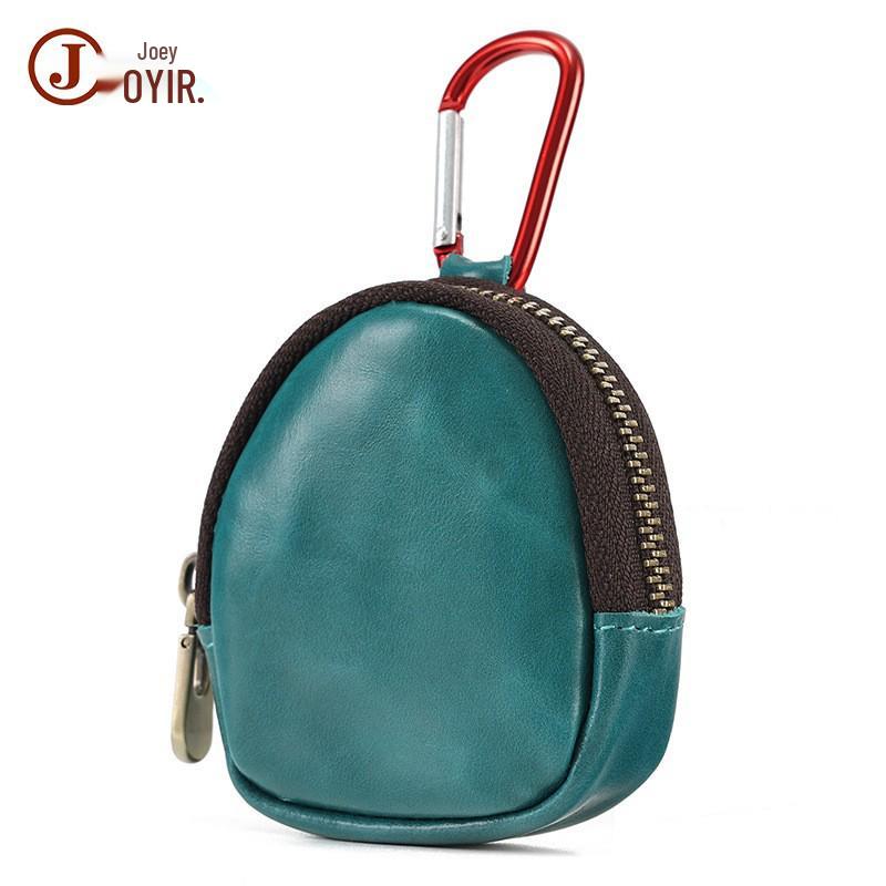 

Genuine Crazy Horse Leather Coin Purse - Multifunctional Student Wallet with Zipper Pendant