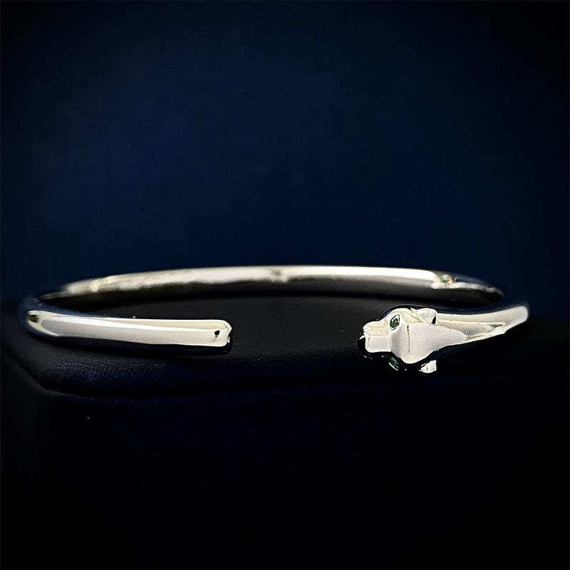 European and American Style Leopard Head Open Bracelet - Trendy and Fashionable Cheetah Jewelry