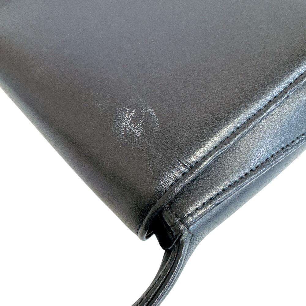 Givenchy Logo Vintage Leather Shoulder Bag Black Leather Used