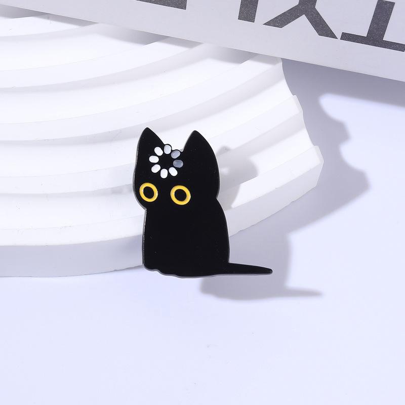 Cute Black Cat Enamel Pin Cartoon Metal Brooch Collar Pin Badge Backpack Clothing Decor Fashion Accessory Gift For Daily Wear