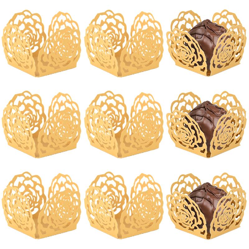 

30/50 шт. шоколадных оберток, свадебных трюфельных конфет, бумажная коробка, мини-формочки для выпечки, противень для кексов, украшения на день рождения, принадлежности 30pcs золотой