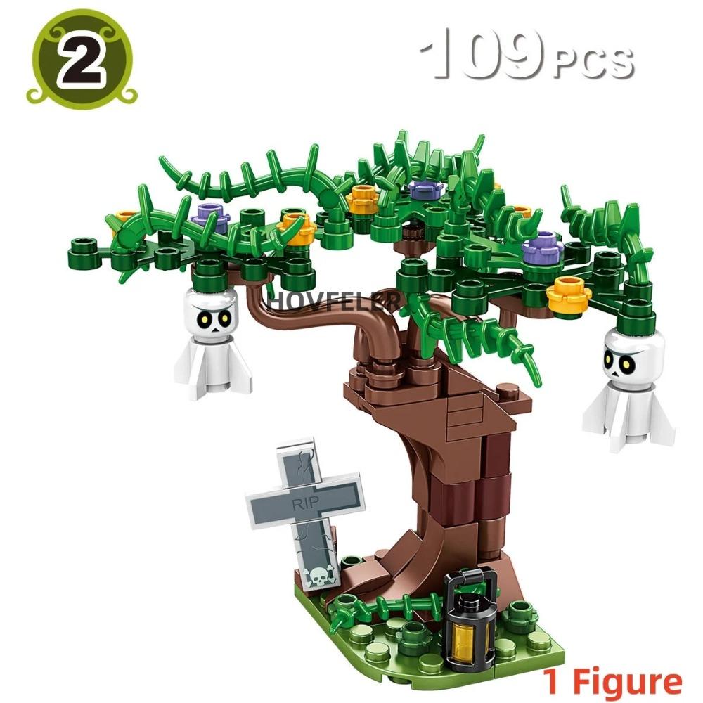 4-in-1 Halloween Kürbis Haus Bausteine Stadt Kind DIY Kürbis Kutsche Modell Set Steine Spielzeug für Kinder Geschenk