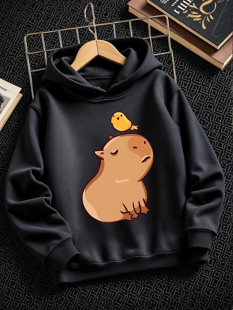 Kuscheliges Capybara Kinder Kapuzenshirt Sommer Süß Cartoon Rundhals Jungen Mädchen 3-14