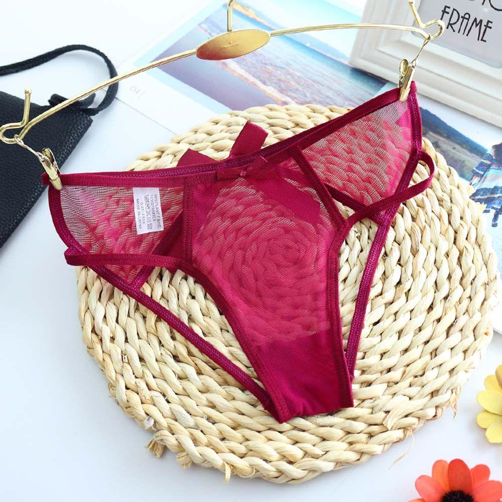 Sexy Hot Women Hollow Out Bow Lace Ladies Thongs Lingerie Lace Underwear Briefs