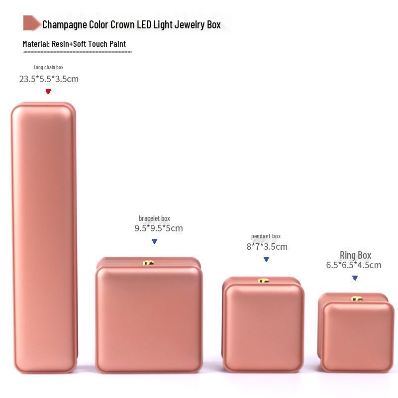 קופסת אחסון תכשיטים עם תאורת LED בצורת כתר לטבעות, תליונים ושרשראות