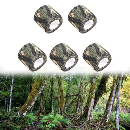 5Pcs Camouflage Tapes Water-Resistant Compact Size Portable Widely Used Strong Adhesive Tapes Hunting Camping Gear