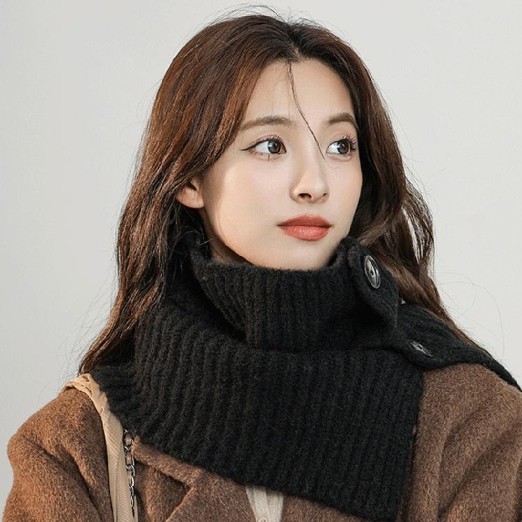 Buttoned Knitted Neck Scarf Neck Wrap for Winter Warmth Trendy Neck Gaiter Shoulder Wrap Neck Shawl for Women Travel