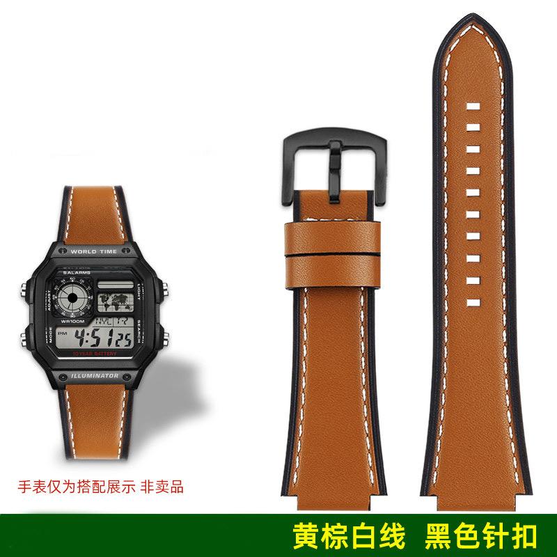 AE1200 A158 Retro Genuine Leather Strap For Casio DW-H5600 A168 AE1300 Vintage Watch Band Men Convex mouth cowhide Bracelet 18MM