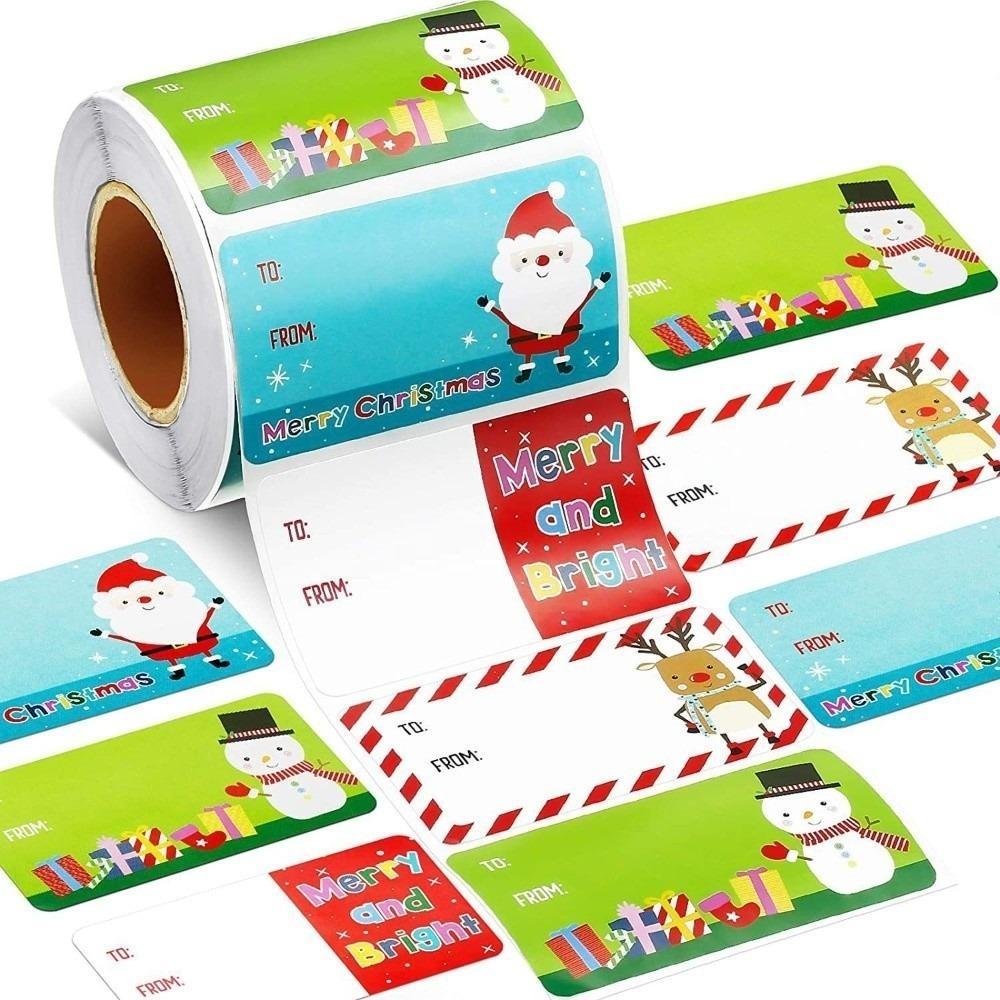 

500Pcs 5x3.8cm Christmas Gift Tags Self Adhesive Snowman Santa Elk Christmas Festive Seal Labels