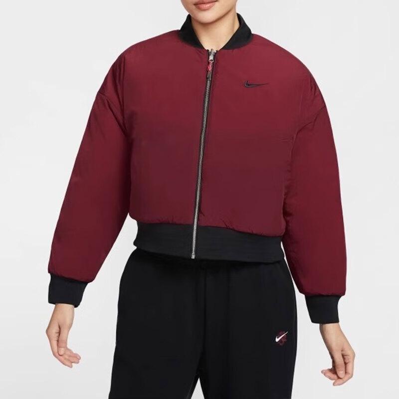 Nike Year Of The Snake Limited Edition CNY Windproof Casual Thick Warm Reversible Jacket Women Jackets Black Red HV8469010