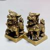 Antique Bronze Couple Seals Ancient Casting Fortune Copper Lion Pair Seal Desktop Small Ornaments