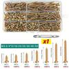 600pcs Color Zinc M3.5-4 Phillips Self-Tapping Wood Screws & Drywall Nails Set