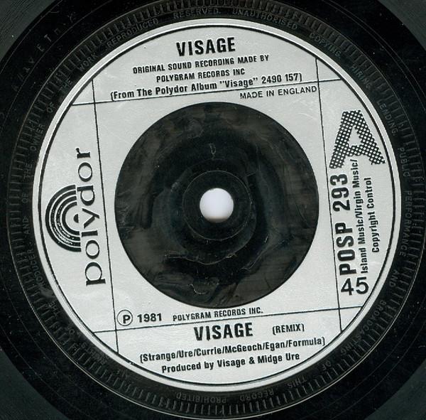 7inch Record VISAGE  Visage POSP293 POLYDOR 1981 UK Dance  Electronica Used