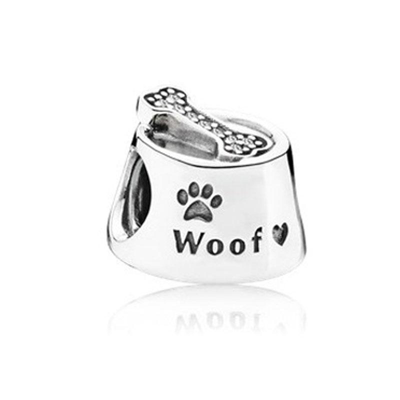 Fine Copper Cute Bead Paw Print & Bone My Pet Dog Cat Charm Gift Fit Original Bracelet Pendant Women Diy Jewelry Accessories