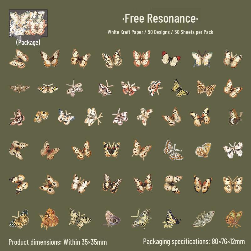 Retro Butterfly Collage Journal Stickers: Beautiful Day  Breaking Free & Spreading Wings  Series - 4 European-Style Designs