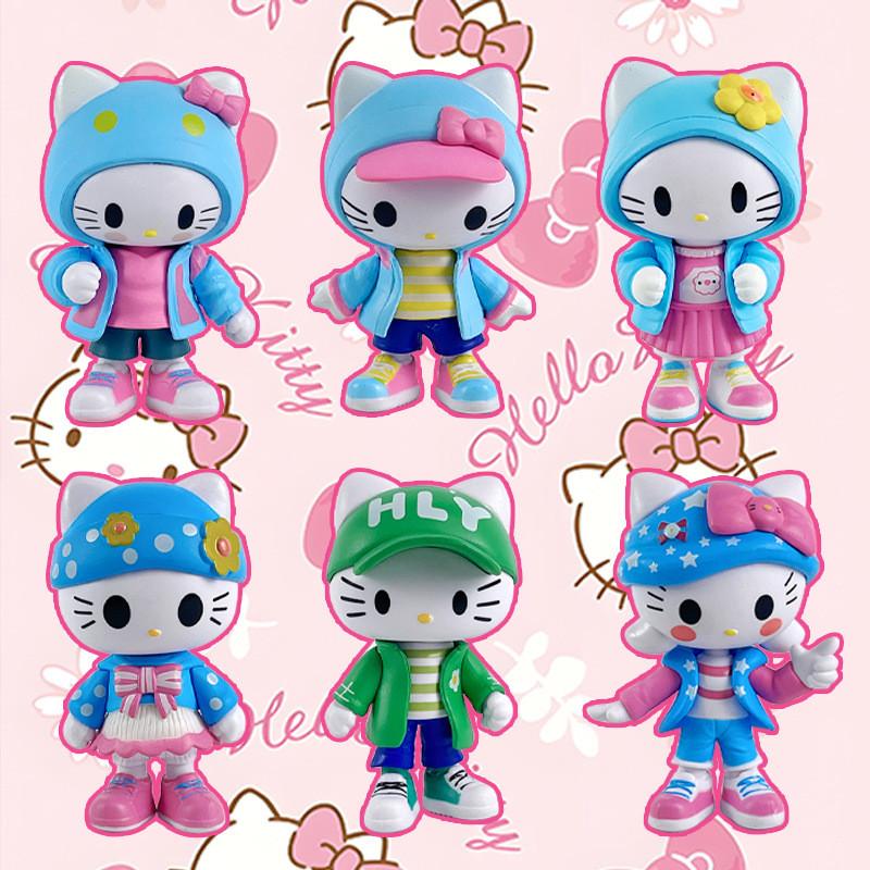 Adorable Kt Cat Figurine Cute Fashionable Pvc Cat Doll For Home Desk Decoration