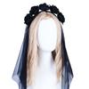 Gothic Style Flowers Headband Black Headdress Headwear Accessorie Halloween Rose Hair Band  Cosplay