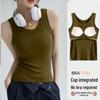 Damen Sommer Modal Geripptes Trägertop mit integriertem BH