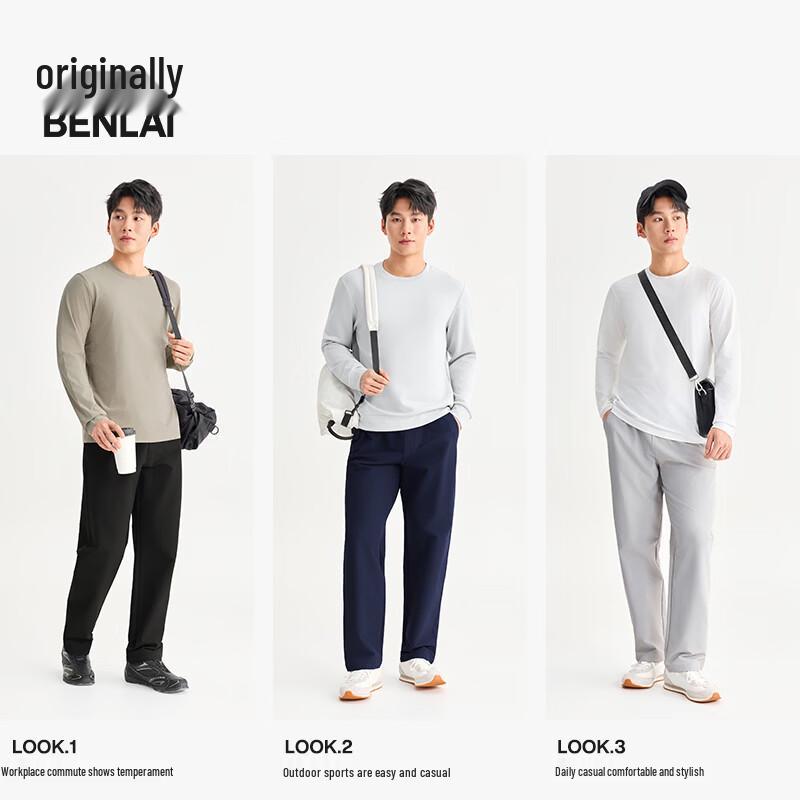 Benlai Men's Wrinkle-Resistant Straight-Leg Casual Pants