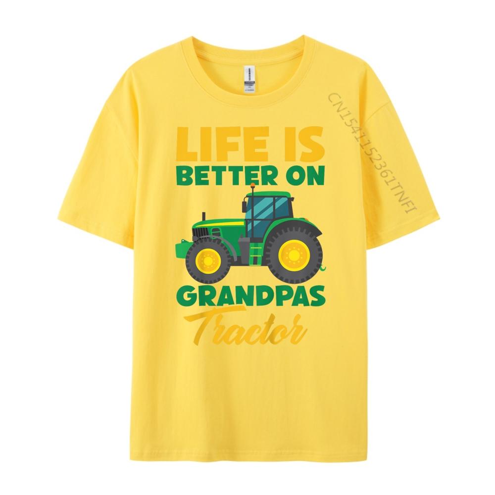 Kids Young Farmer Funny Tractor Boy On Grandpas Tractor Mens Shirts Graphic Tee Mens Clothes Classic