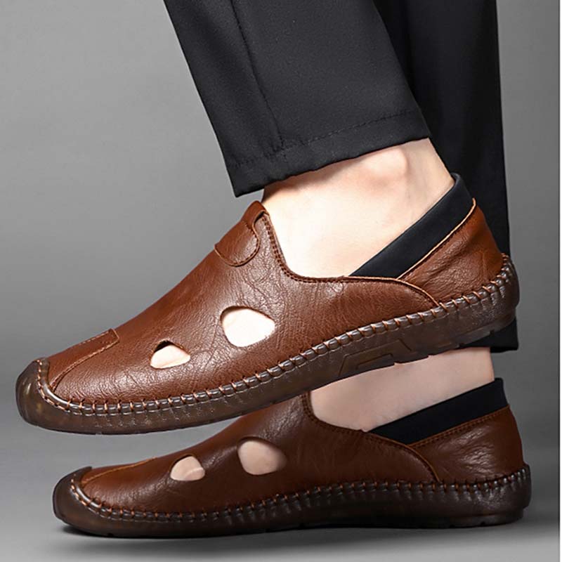 Men's Leather Shoes Relaxed Breathable Soft Soled Driving Shoes for Men Casual Large Size Leather Shoes Zapatos Hombre