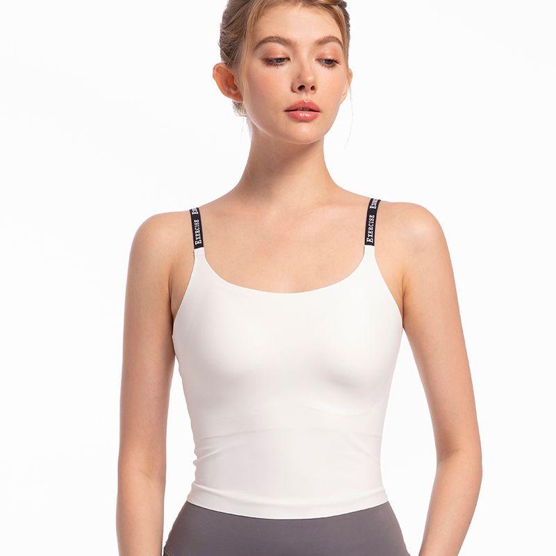 

New Arrival One-Piece Sports Vest Women s Soft Support Breathable Beauty Back Fitness Running Yoga Seamless Spaghetti Strap Bra White S