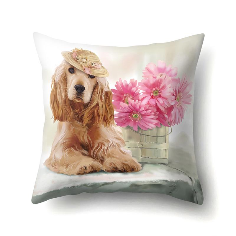 Oil Painting Animal Single-sided Polyester Pillowcase Home Living Room Soft Decoration Sofa Cushion Cover Bedroom Bed Pillowcase