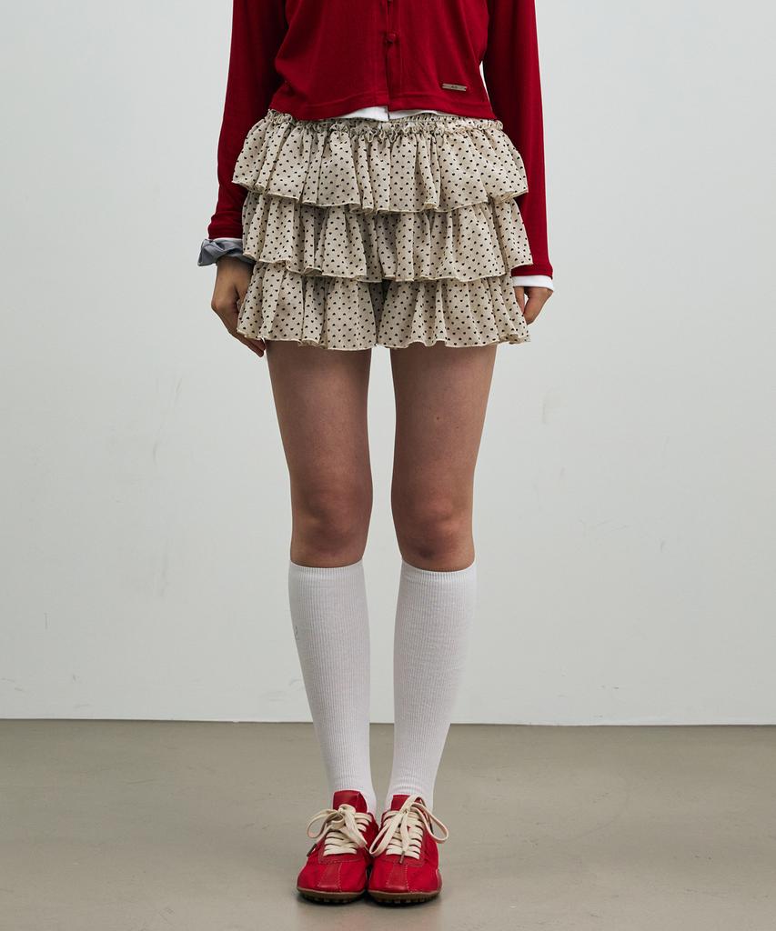 Alikim Mini Heart Cancan Skirt Pants / Beige