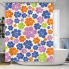 Bright Floral Shower Curtain Set: Colorful Bath Decor with Purple, Blue, Orange Green Flowers Waterproof Fabric for Bathtub or K