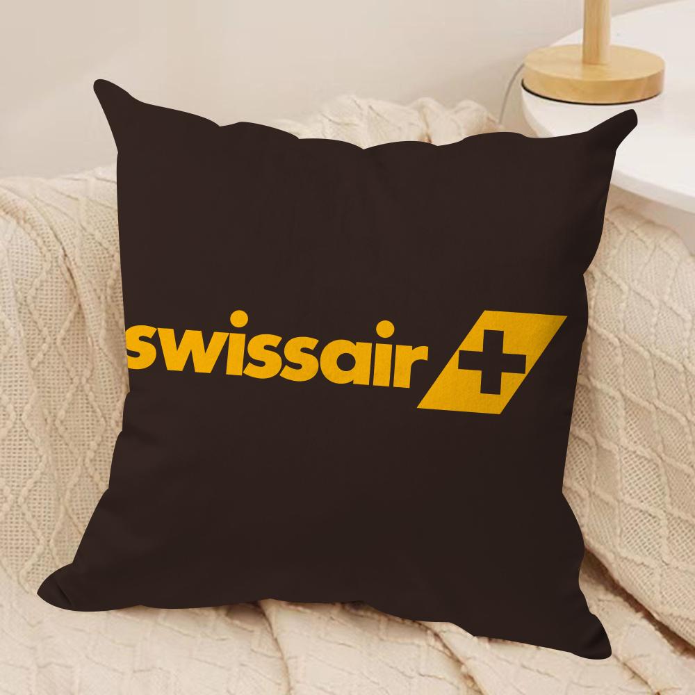 Swiss Airlines S-Swissair Cushion Cover Soft Plush Fabric Double-Sided Printed Sofa Cushion Cover for All Seasons Home DecorGift