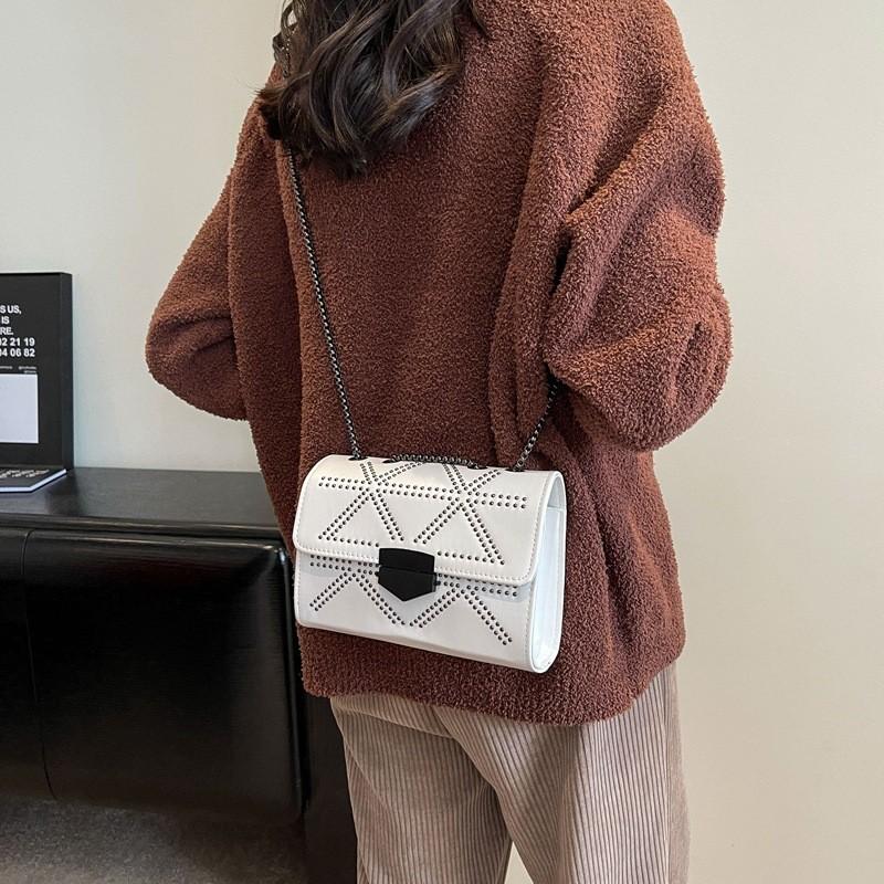 Elegant Fashionable Small Square Crossbody Bag For Women In Black And White With Trendy Street Style