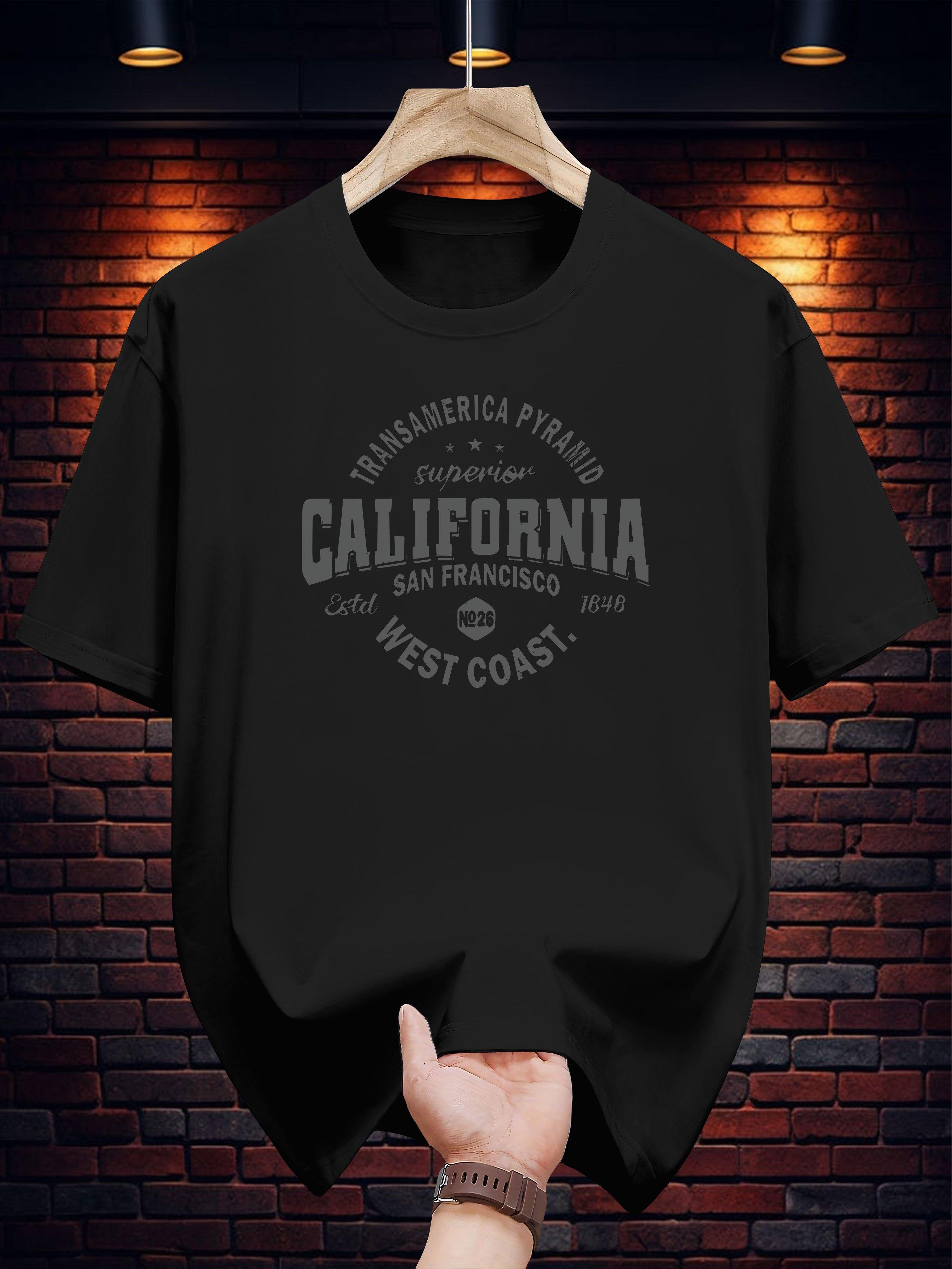Vintage California Graphic T-shirt - Black Retro Surf & Travel Print Short Sleeve Tee XL