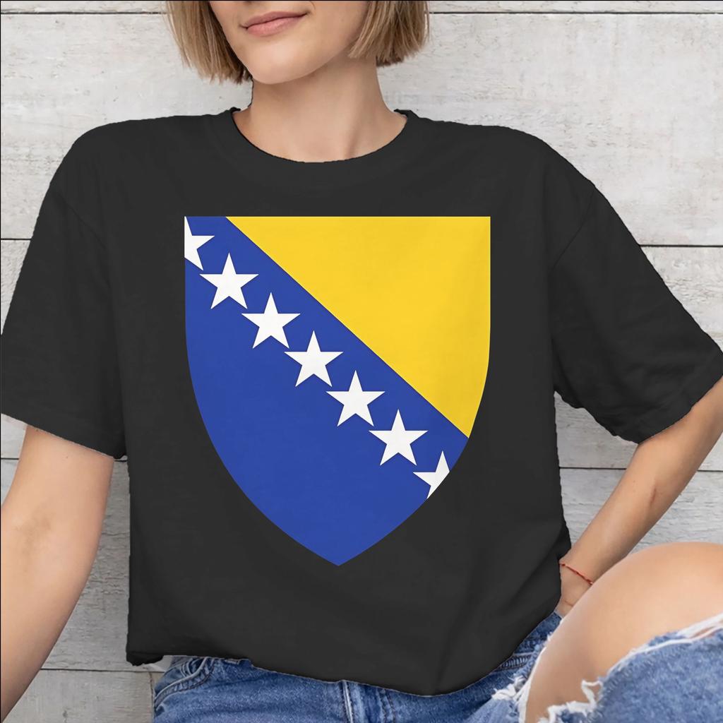 Bosnia and Herzegovina Flag Accessories Unisex T Shirts Cotton Tee Graphic Printed Tshirt Clothing