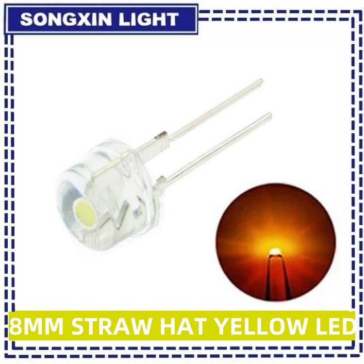 10PCS NEW F8 8mm 0.5W 3.0-3.2V Straw Hat LED White Super Bright LED Lamp Wide Angle Transparent LED Lamp Strawhat LED
