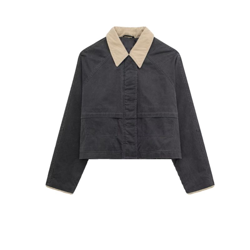 Kaslead New Arrival Women's Clothing Fashion Style Fashion Casual American Color Effect Collar Waxing Leather Coat 4341890