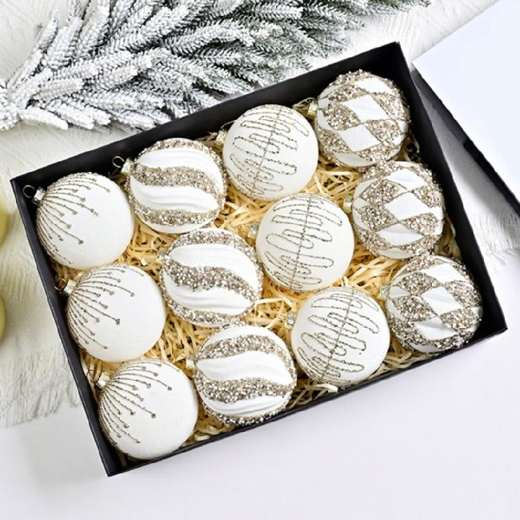 12 Pcs Glittering Christmas Ornament Ball Christmas Ball Decorative Ball for Holiday Wedding Party Decoration
